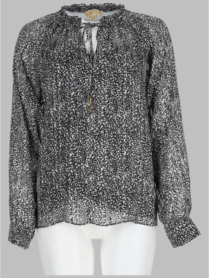 BLUSA IN GEORGETTE CON STAMPA METALLIZZATA
