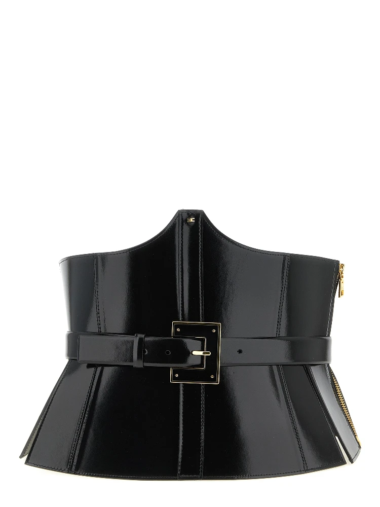 Black Leather High-Waist Belt