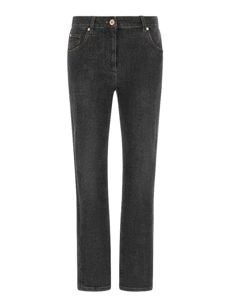 Gray Cotton Slim Fit Jeans