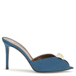 Blue Calf Leather Bos Taurus Stiletto Heel Sandals