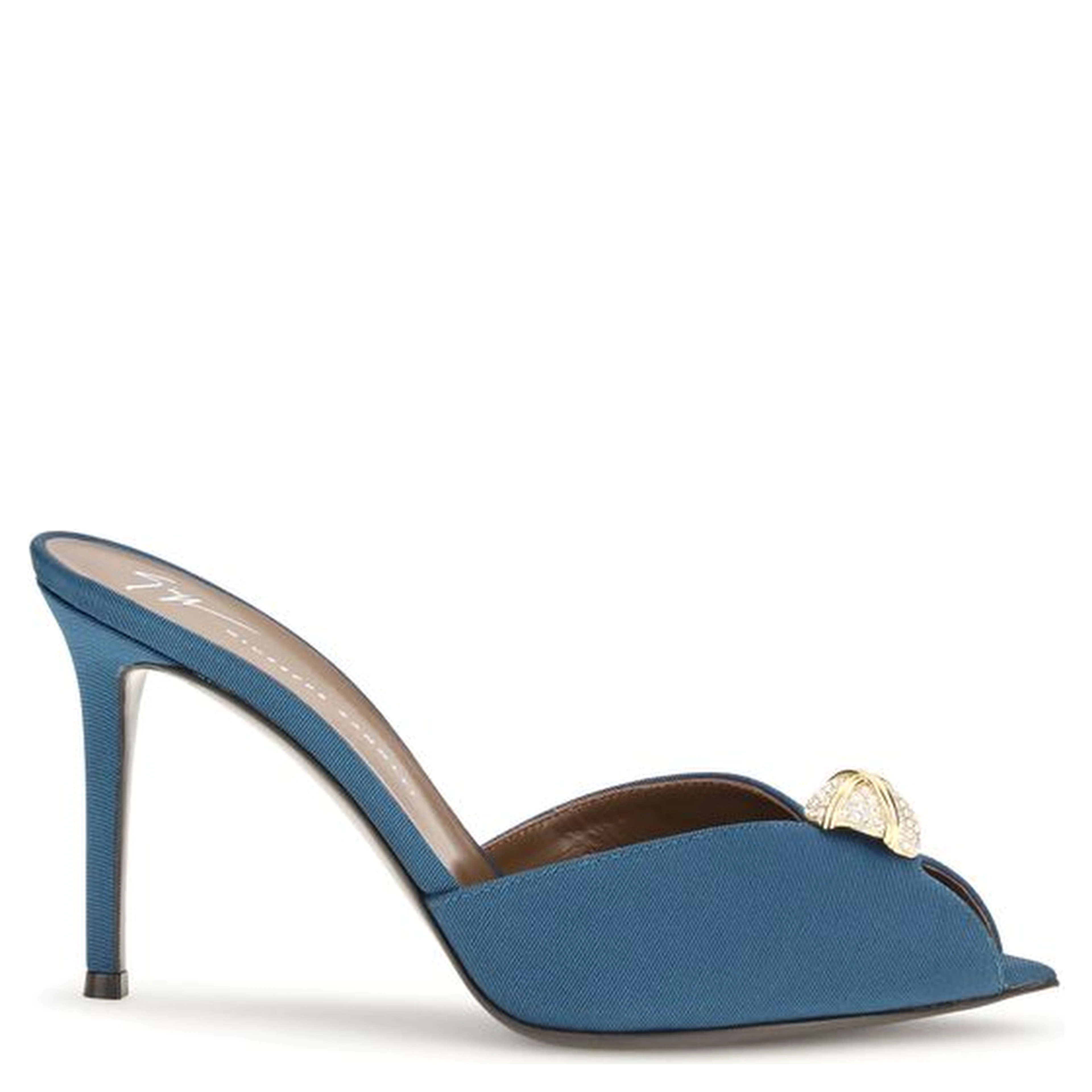 Blue Calf Leather Bos Taurus Stiletto Heel Sandals