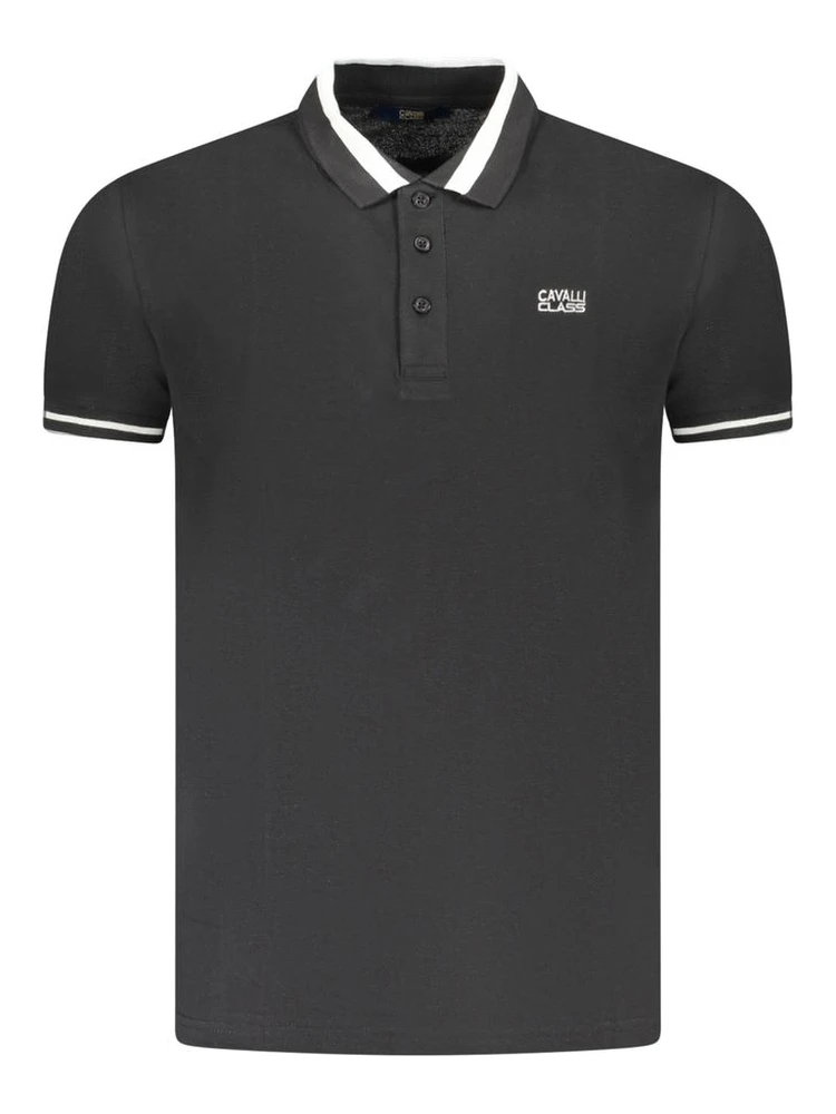 Black Cotton Men Polo