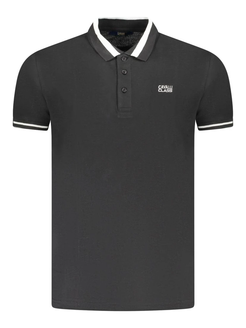 Black Cotton Men Polo