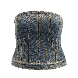 Blue Cotton Denim Top