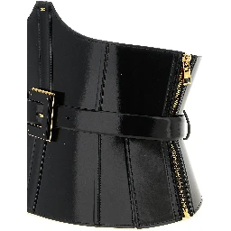 Black Leather High-Waist Belt