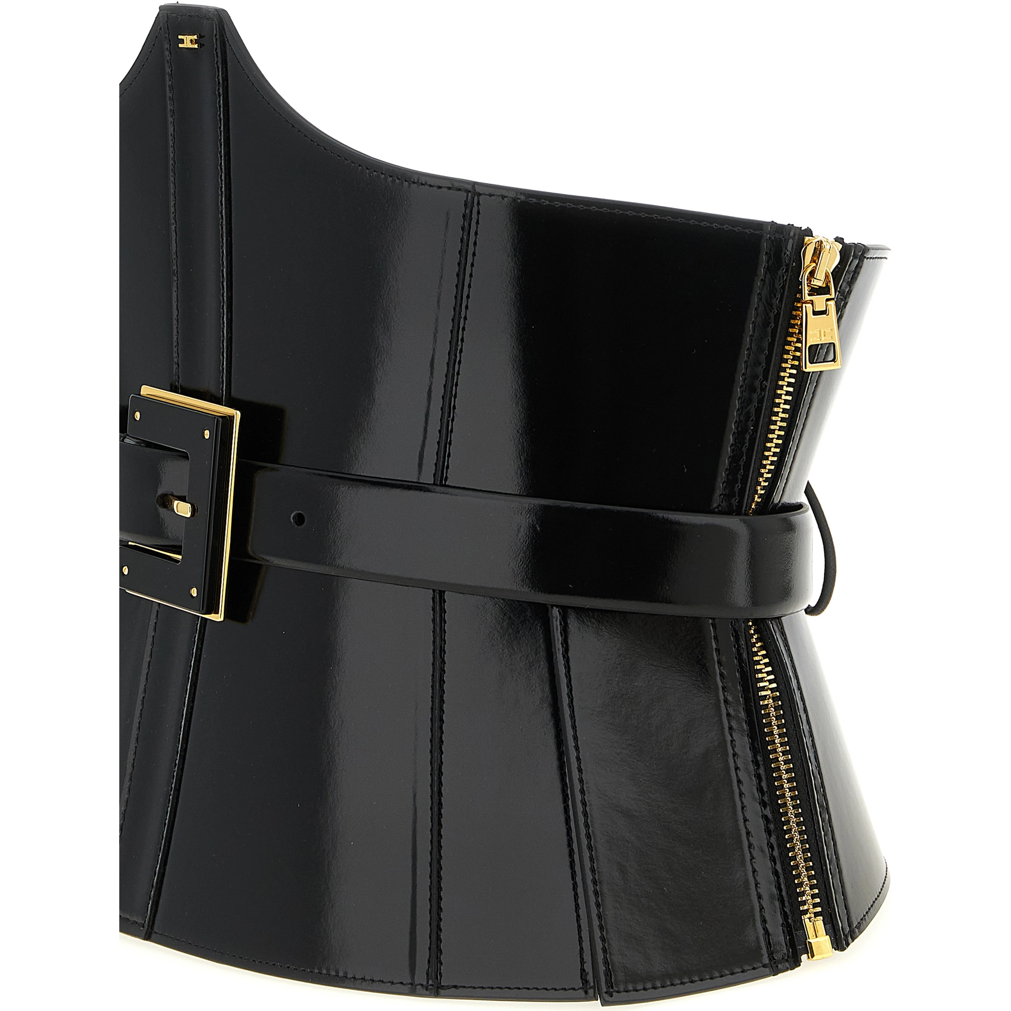 Black Leather High-Waist Belt