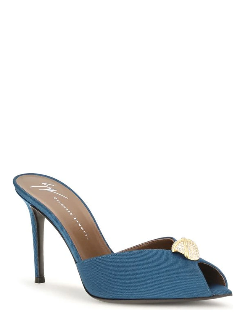 Blue Calf Leather Bos Taurus Stiletto Heel Sandals
