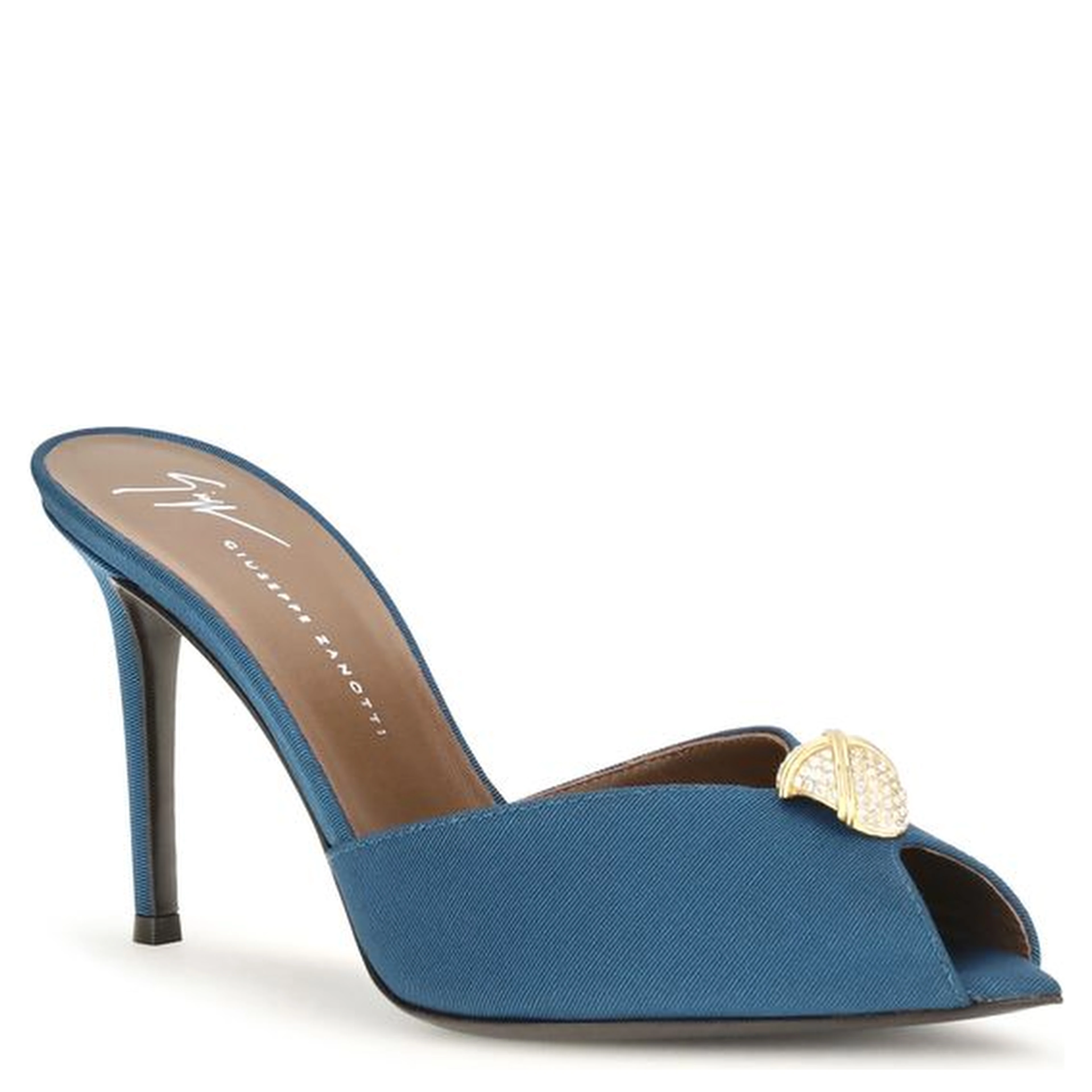 Blue Calf Leather Bos Taurus Stiletto Heel Sandals