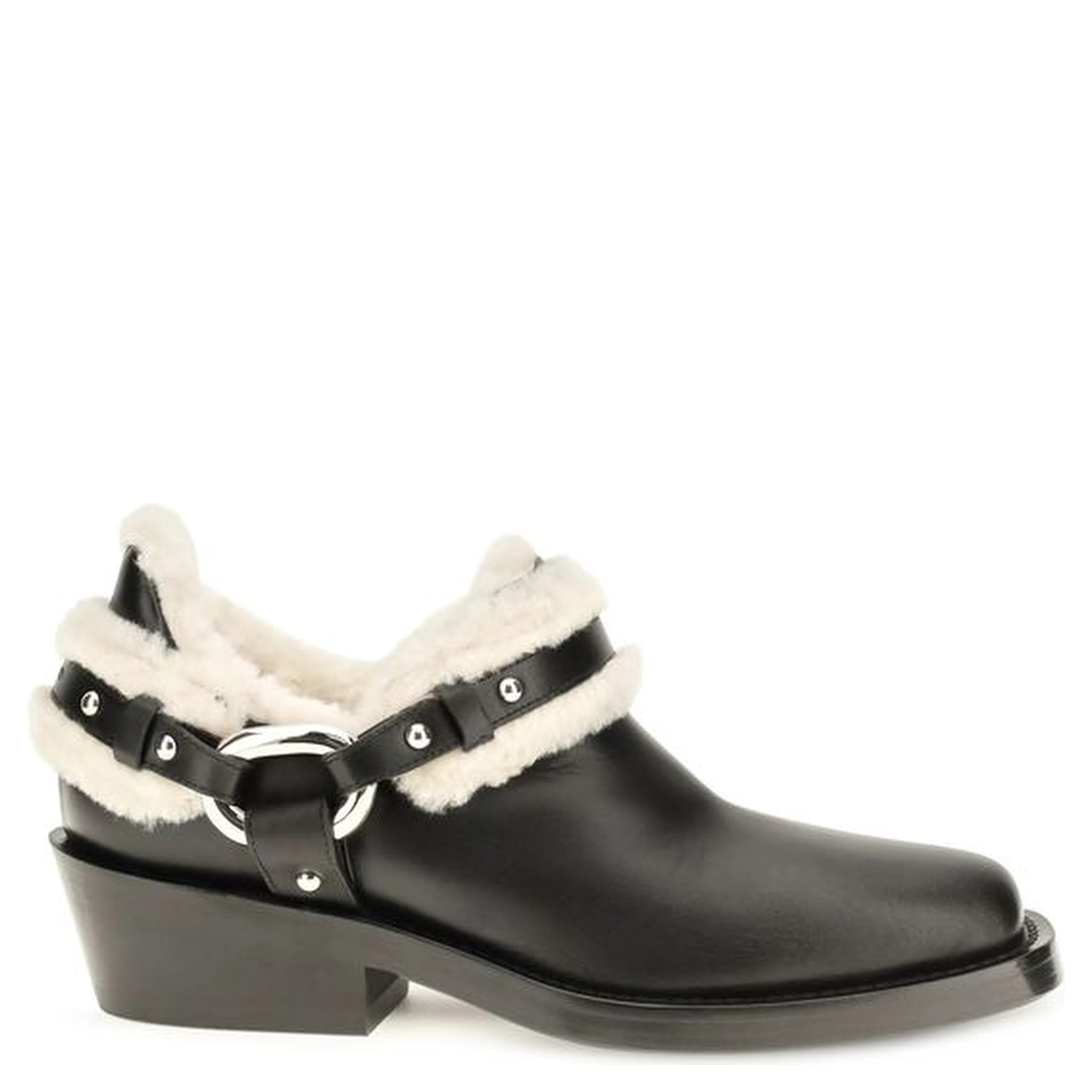 Black Calf Leather Bos Taurus Ankle Boots