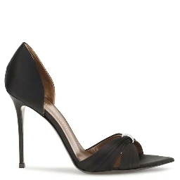 Black Satin Stiletto Heel Sandals