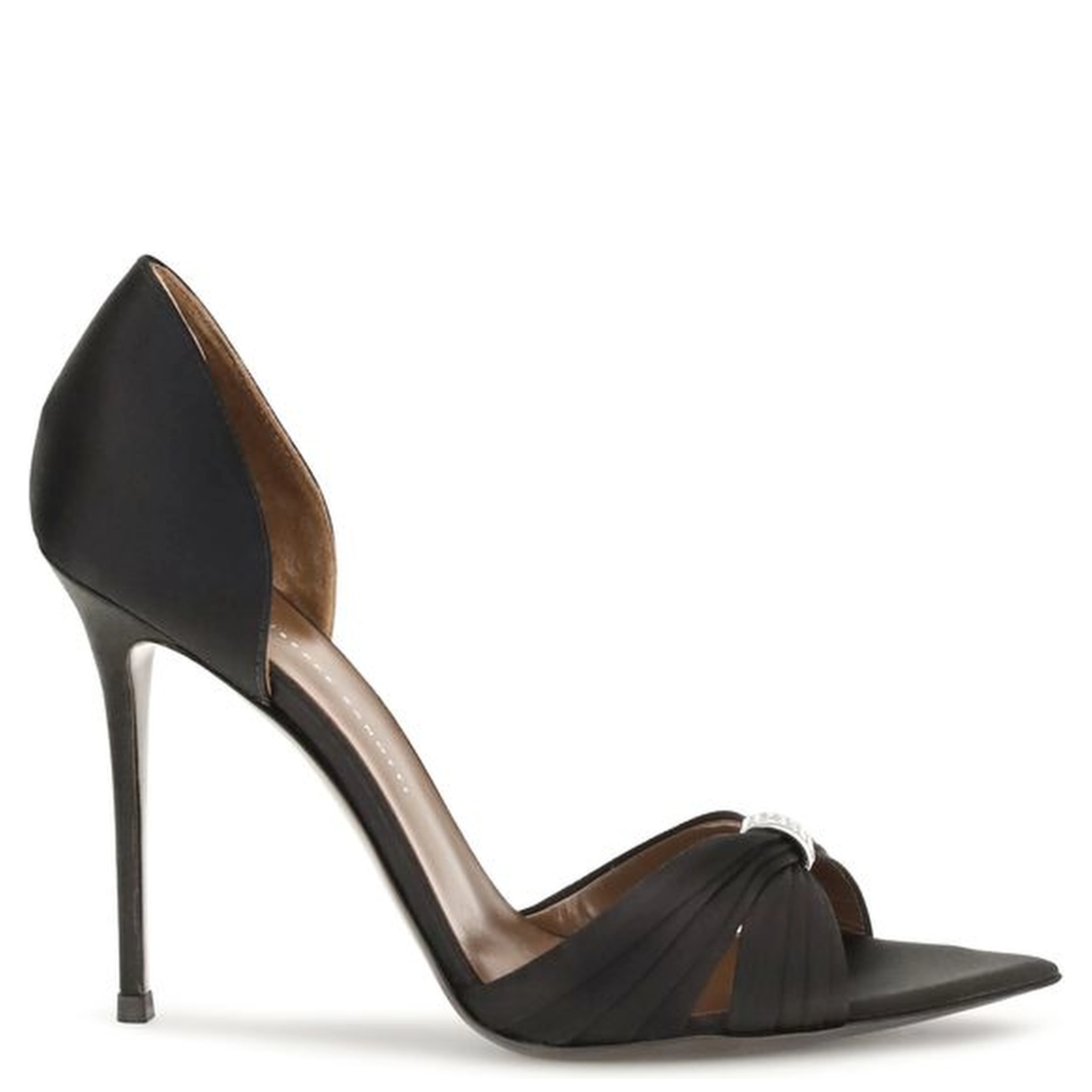 Black Satin Stiletto Heel Sandals