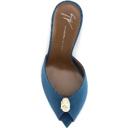 Blue Calf Leather Bos Taurus Stiletto Heel Sandals