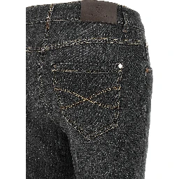 Gray Cotton Slim Fit Jeans