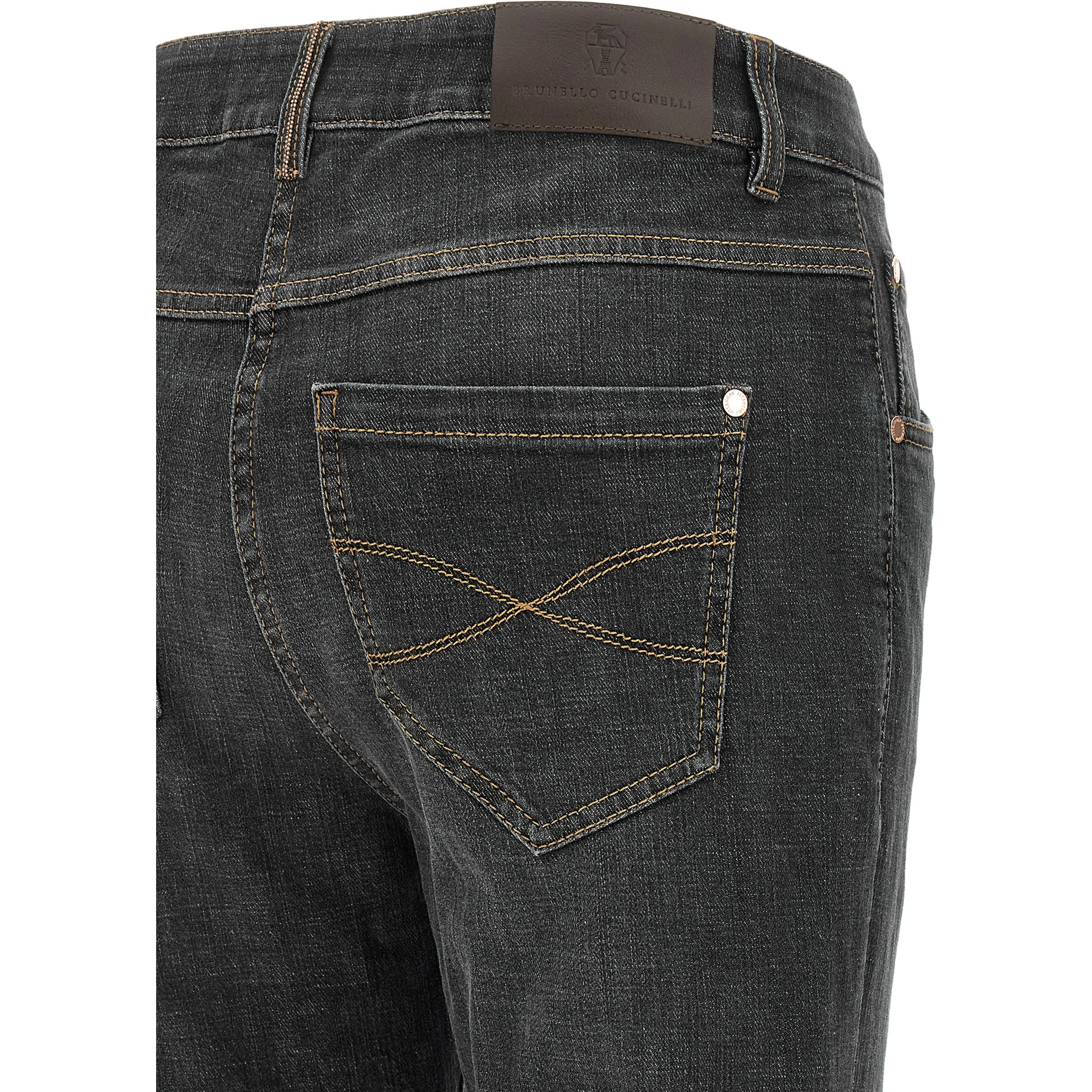 Gray Cotton Slim Fit Jeans