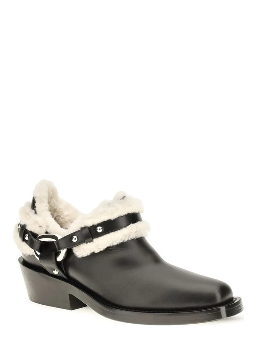 Black Calf Leather Bos Taurus Ankle Boots