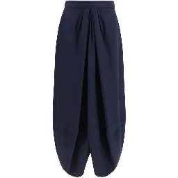 Blue Silk Long Skirt