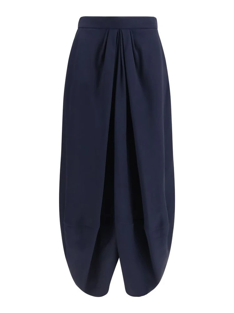Blue Silk Long Skirt