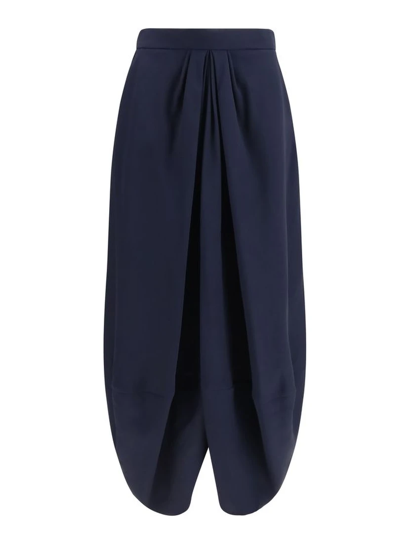 Blue Silk Long Skirt