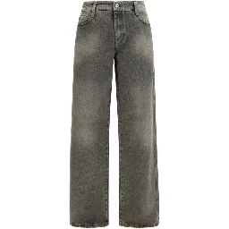Gray Cotton Relaxed Fit Jeans