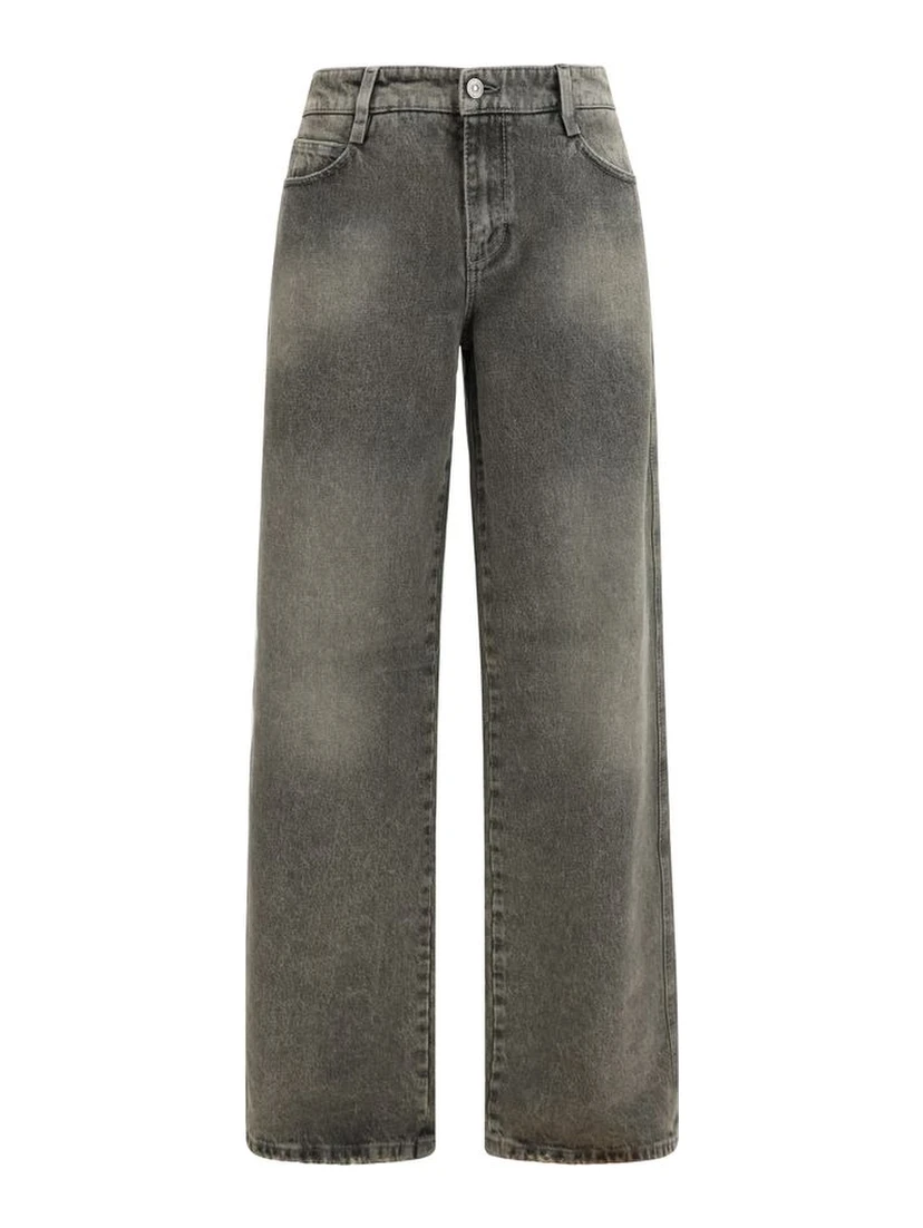 Gray Cotton Relaxed Fit Jeans