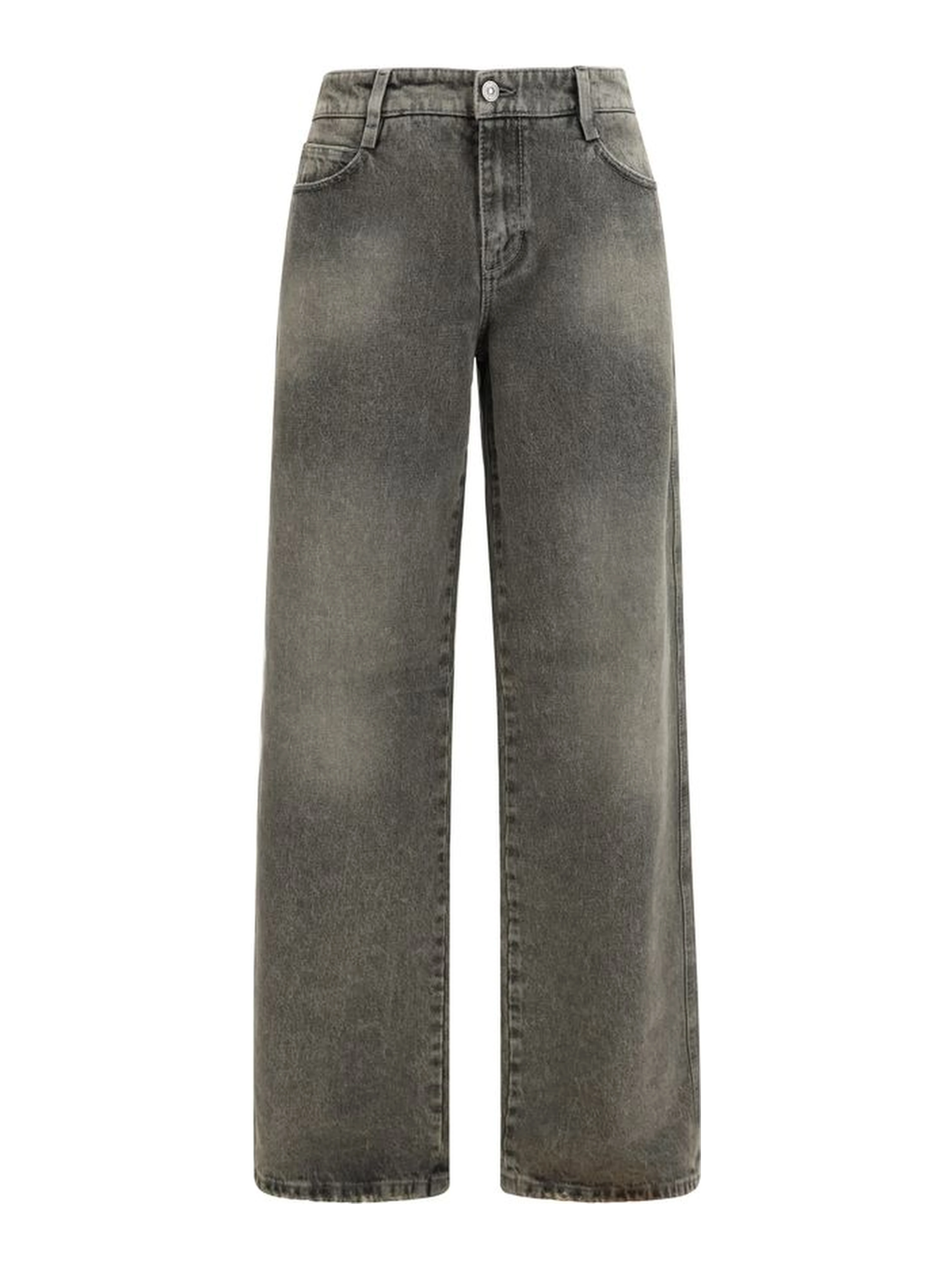 Gray Cotton Relaxed Fit Jeans