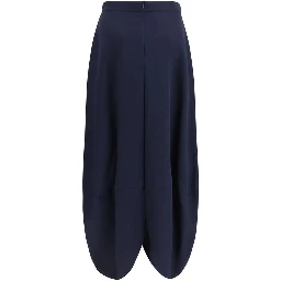 Blue Silk Long Skirt