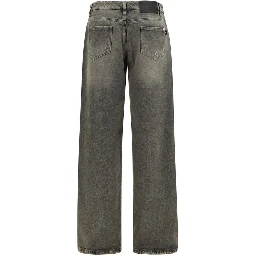 Gray Cotton Relaxed Fit Jeans