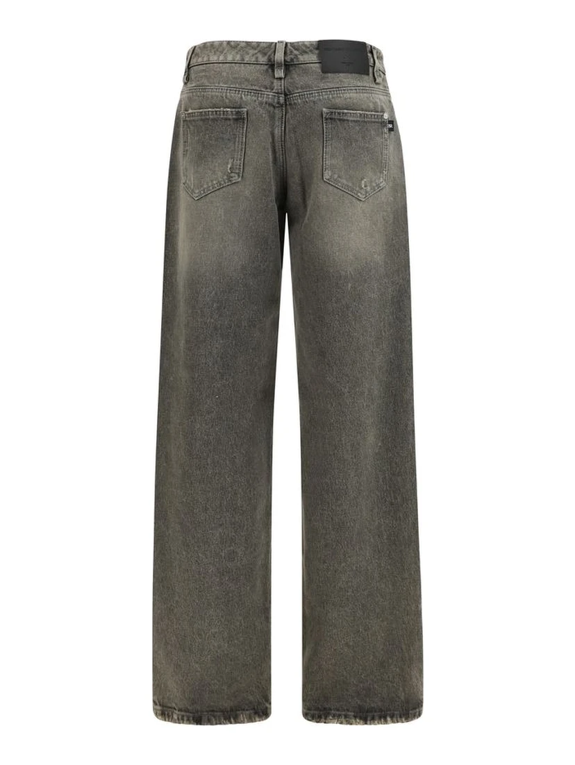 Gray Cotton Relaxed Fit Jeans