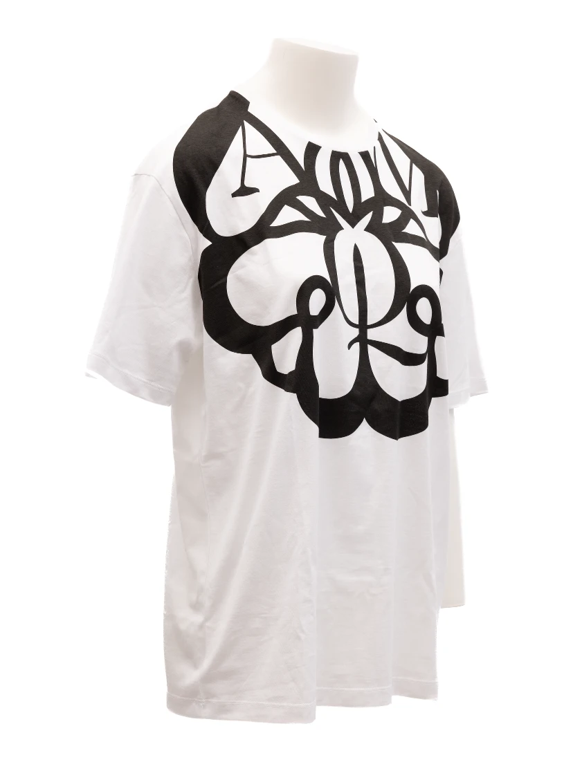 White Cotton Printed T-shirt