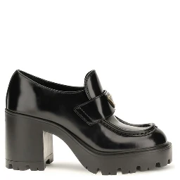 Black Calf Leather Bos Taurus Platform Loafers