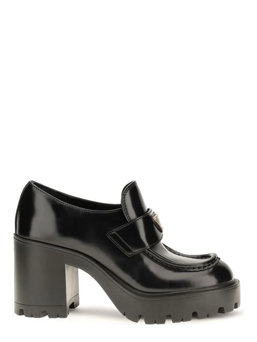 Black Calf Leather Bos Taurus Platform Loafers