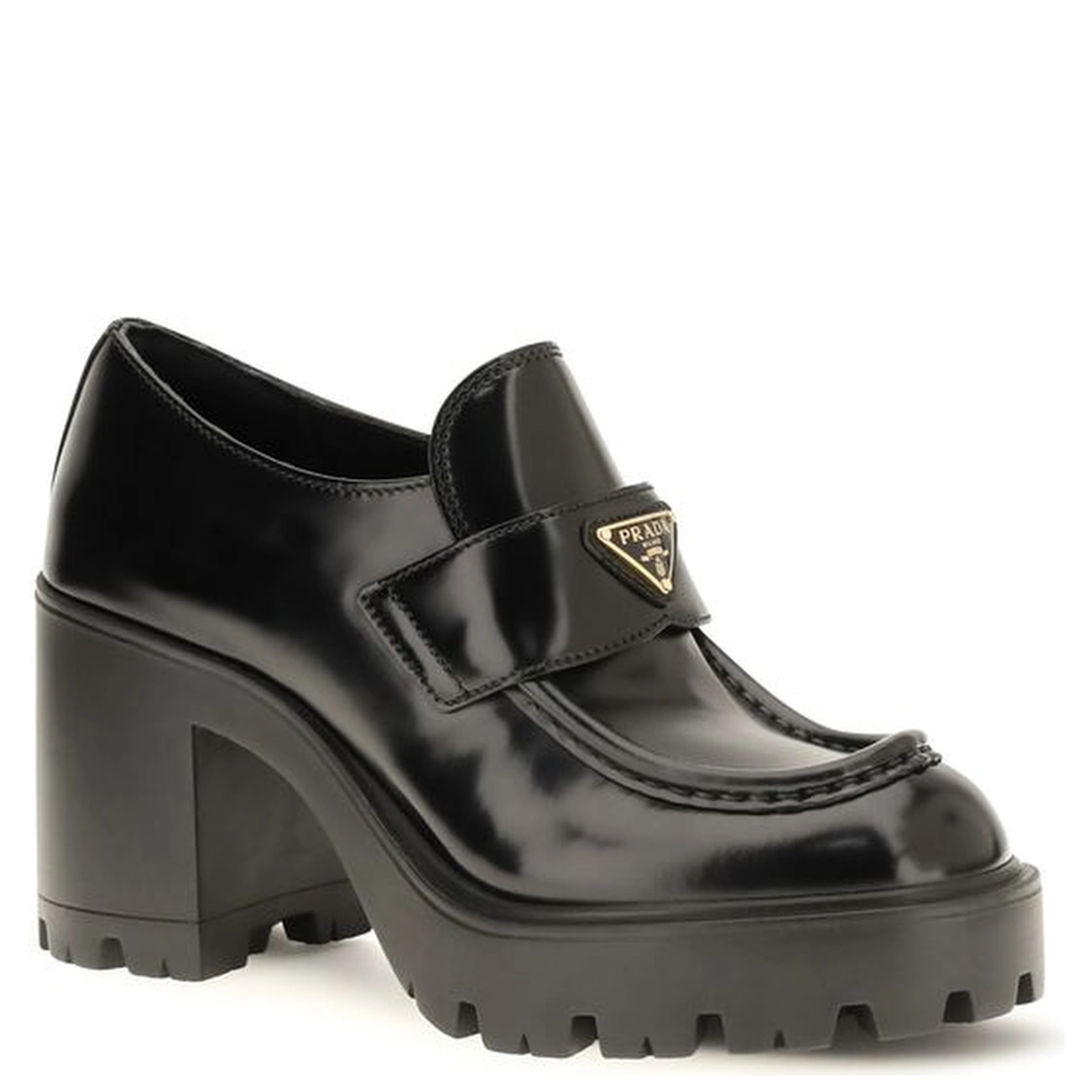 Black Calf Leather Bos Taurus Platform Loafers
