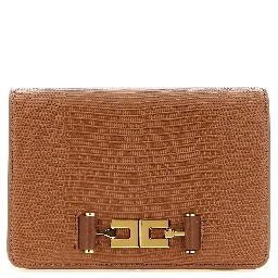 Brown Polyester Clutch Bag