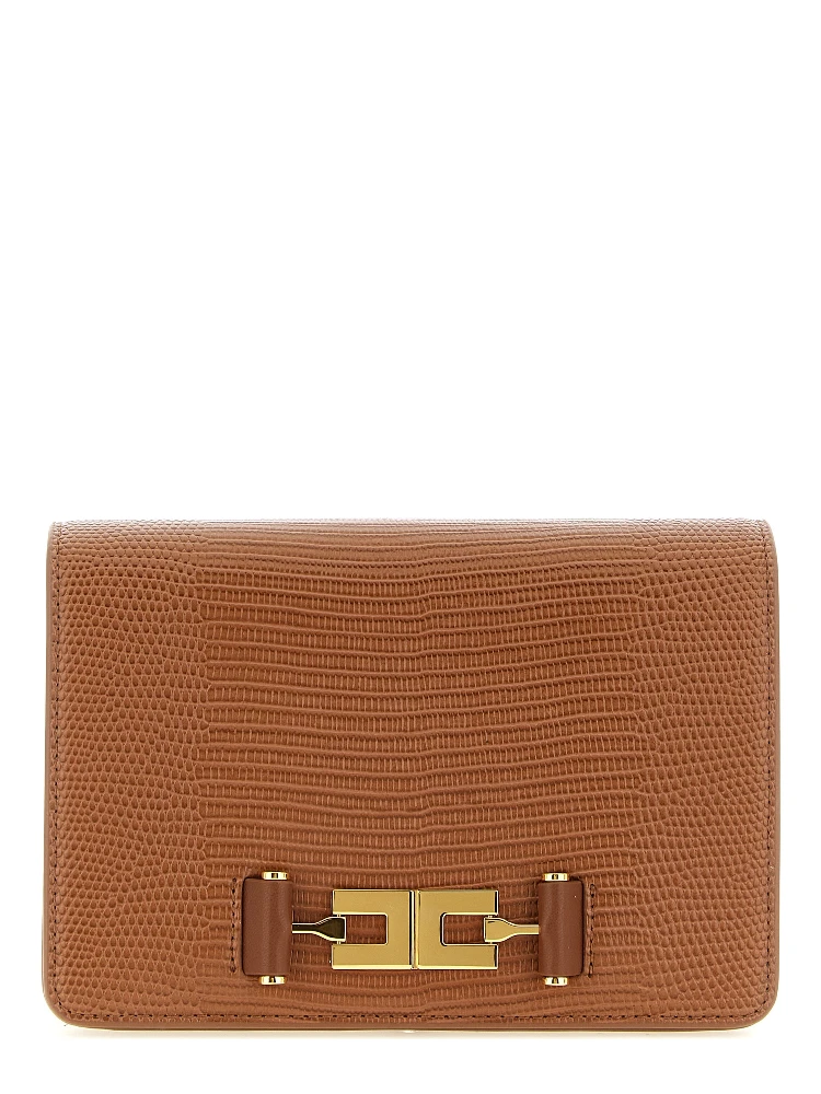 Brown Polyester Clutch Bag