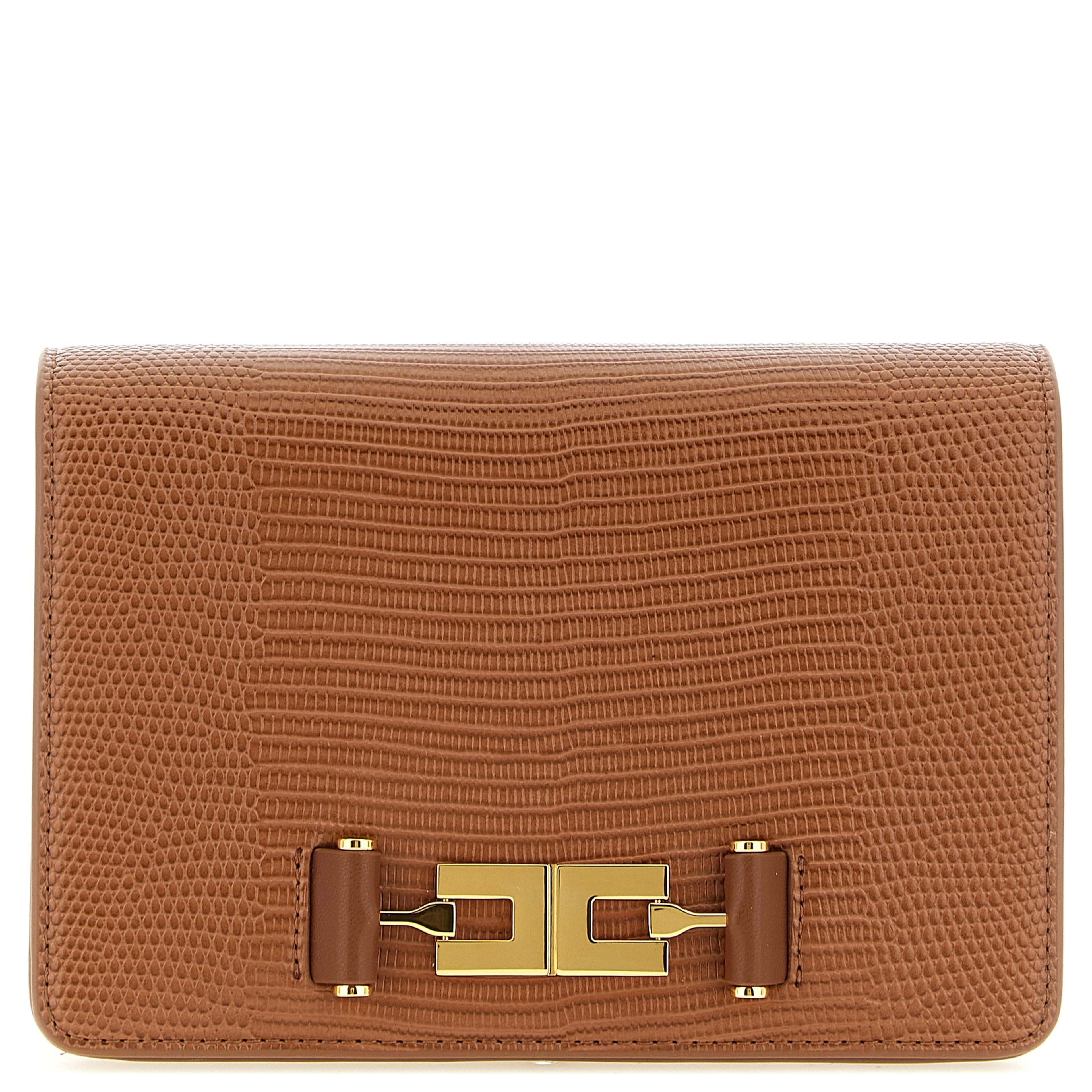 Brown Polyester Clutch Bag