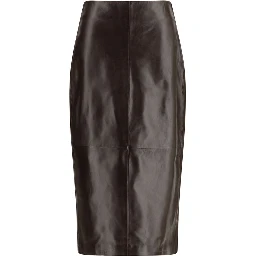 Brown Leather Long Skirt
