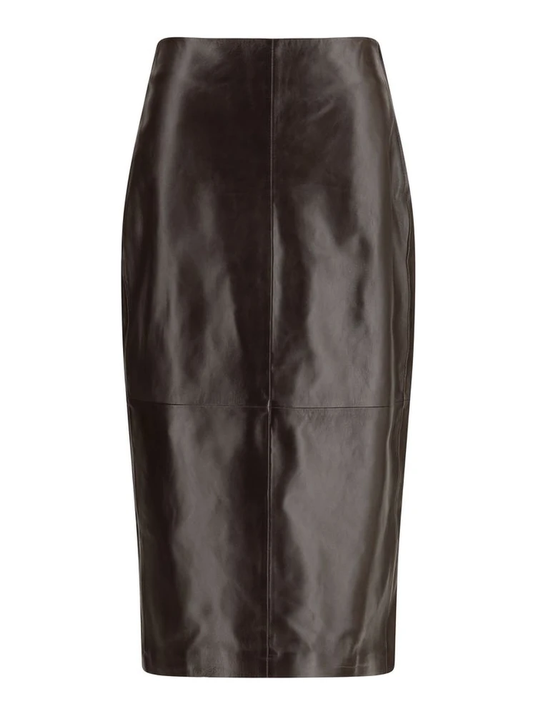 Brown Leather Long Skirt