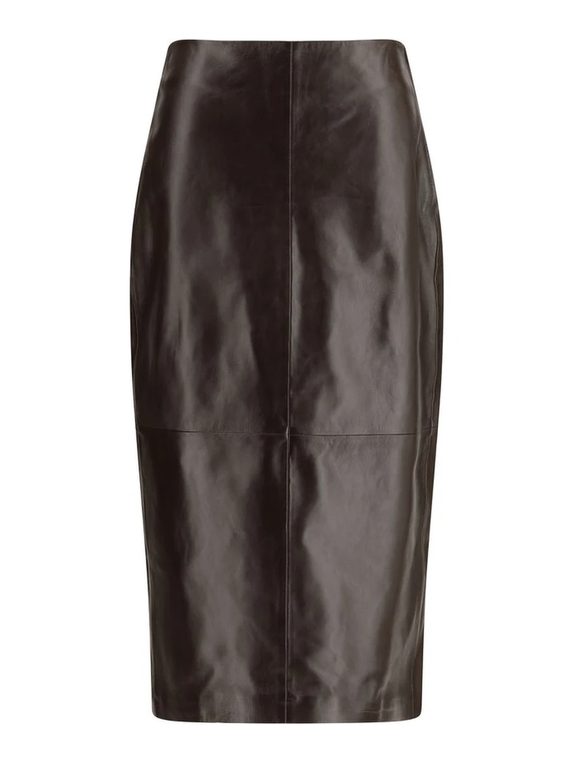Brown Leather Long Skirt