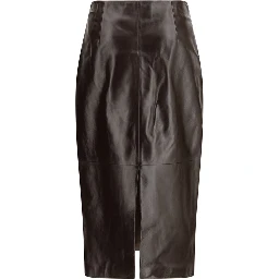Brown Leather Long Skirt