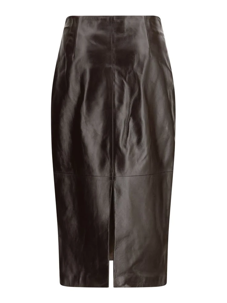 Brown Leather Long Skirt alternative