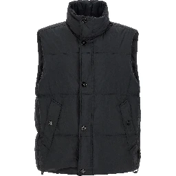Blue Polyamide Sleeveless Jacket