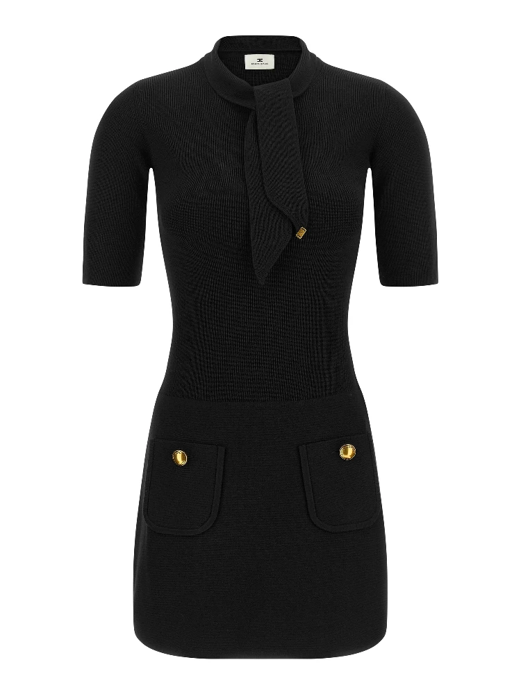 Black Viscose Short Dress