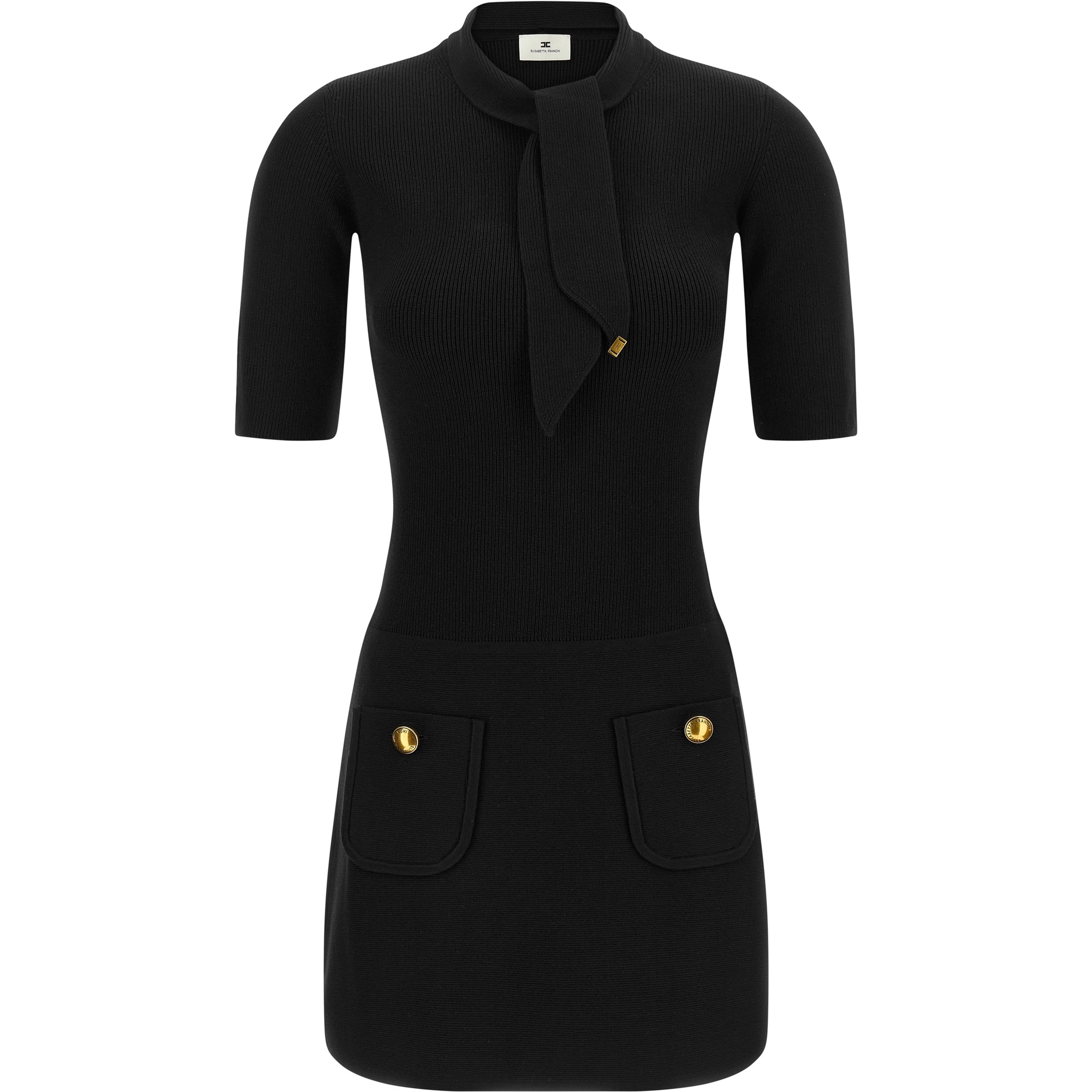 Black Viscose Short Dress