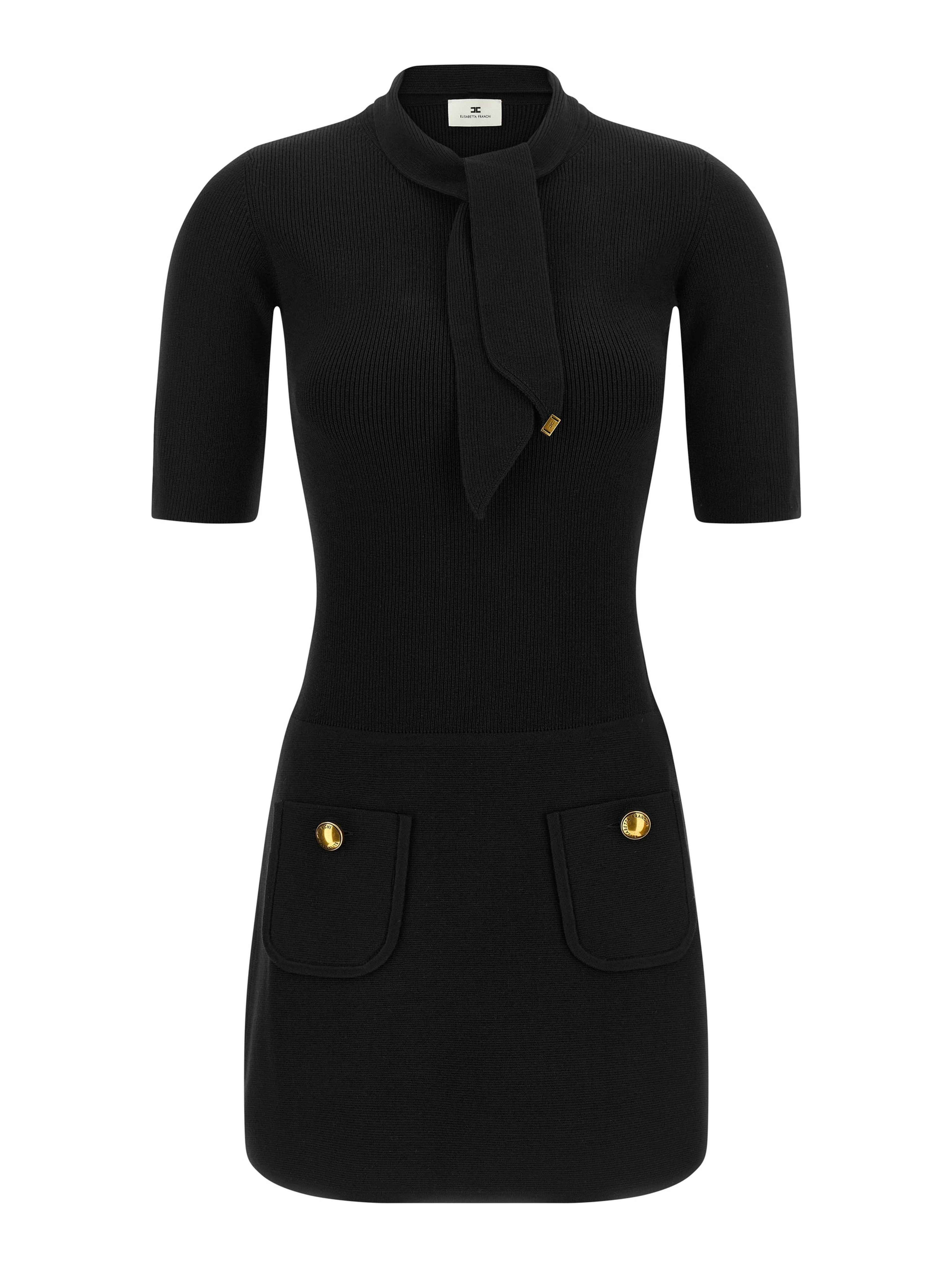 Black Viscose Short Dress