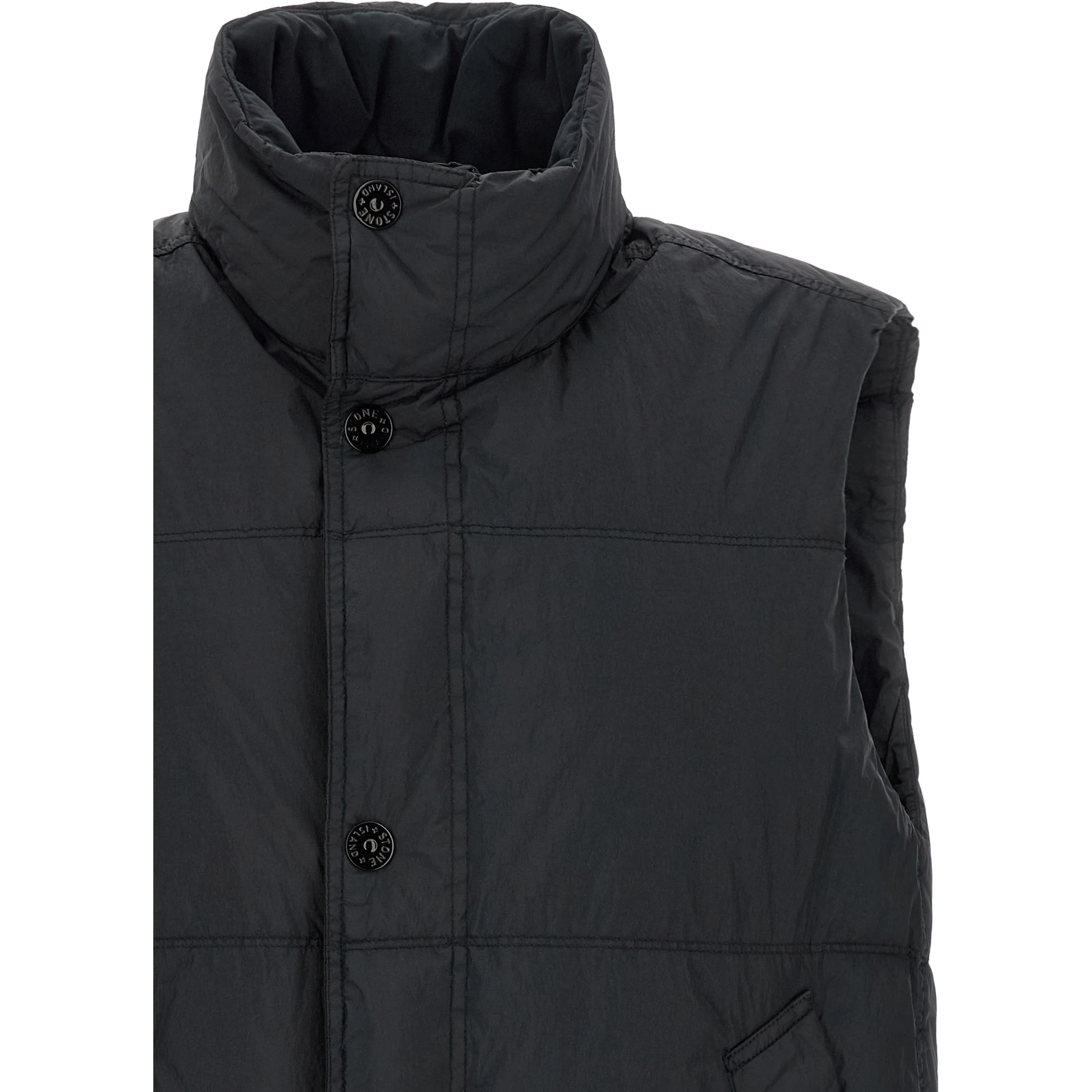 Blue Polyamide Sleeveless Jacket