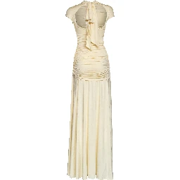Yellow Jersey Draped Maxi Dress