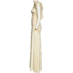 Yellow Jersey Draped Maxi Dress