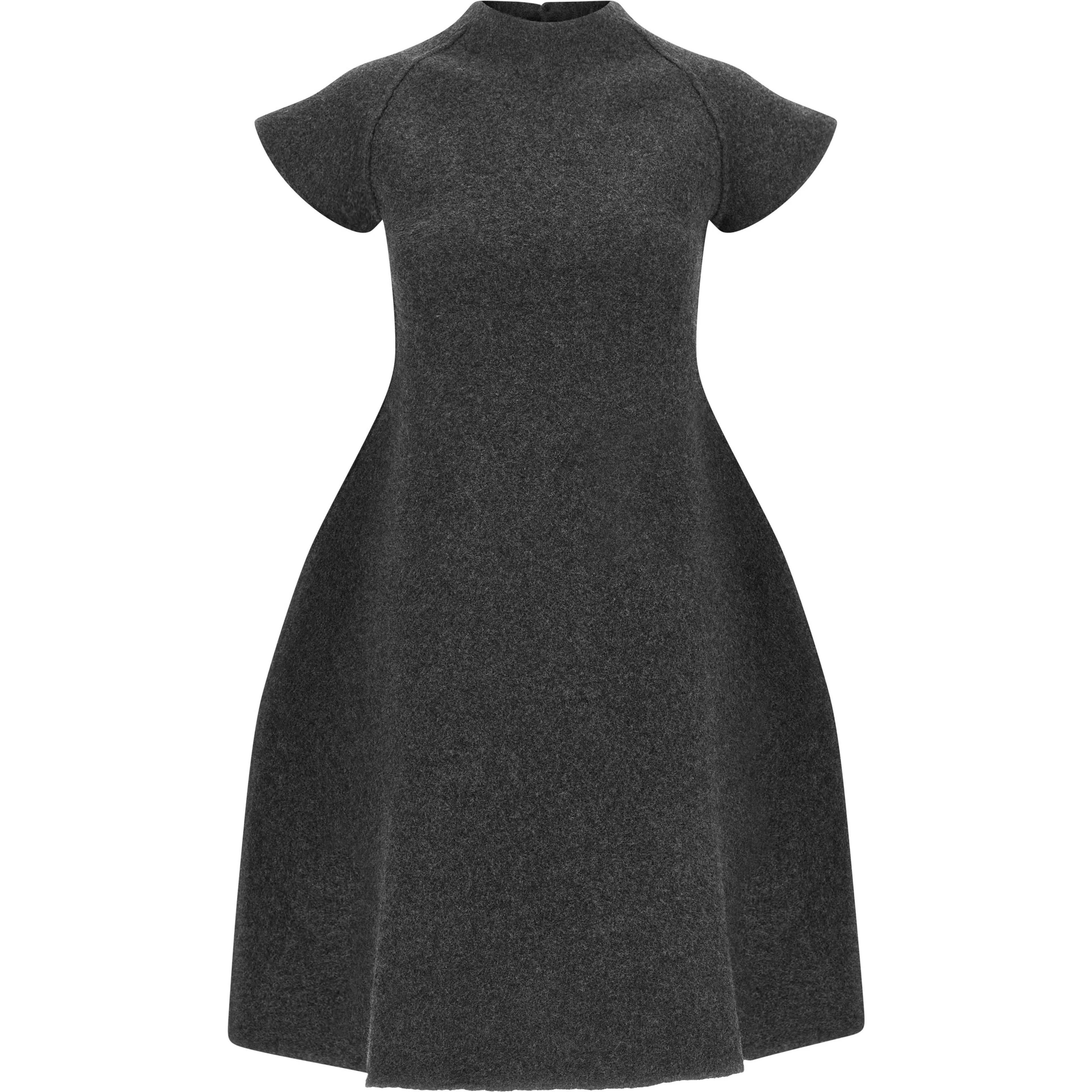 Gray Virgin Wool Midi Dress