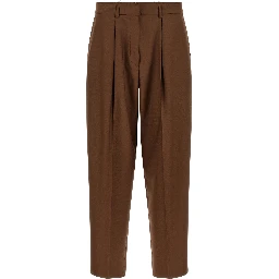 Beige Wool Casual Pants