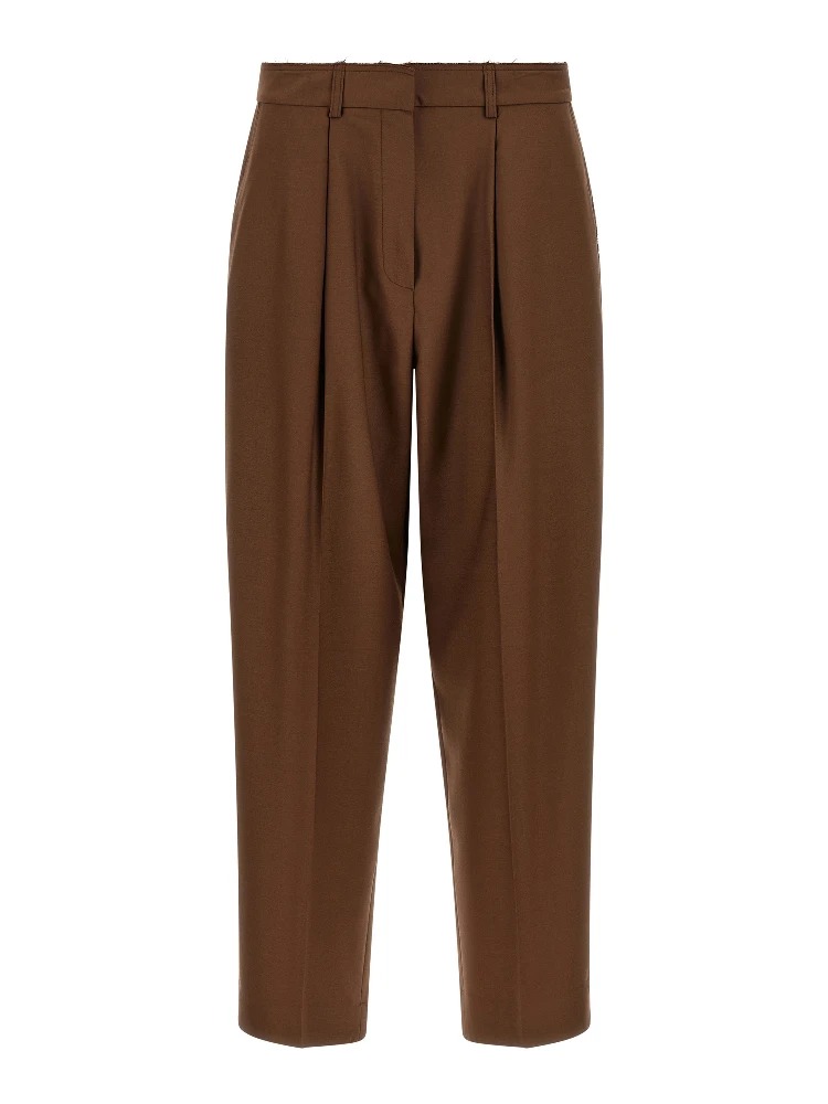 Beige Wool Casual Pants